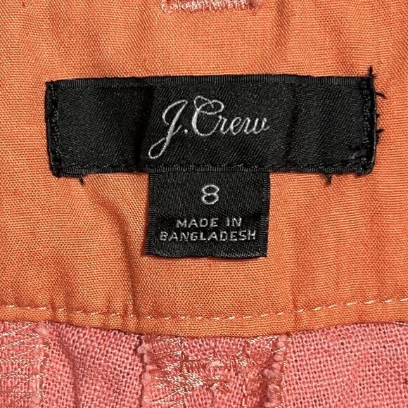 J. Crew Linen Scalloped Chino Shorts Women's 8 Pink Breathable - Picture 4 of 16